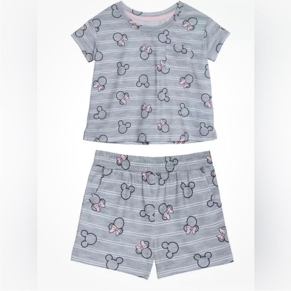 NWT Disney Girls Pajamas 2 Piece PJ Set Top Shorts GRAY - size 6 - Picture 7 of 9